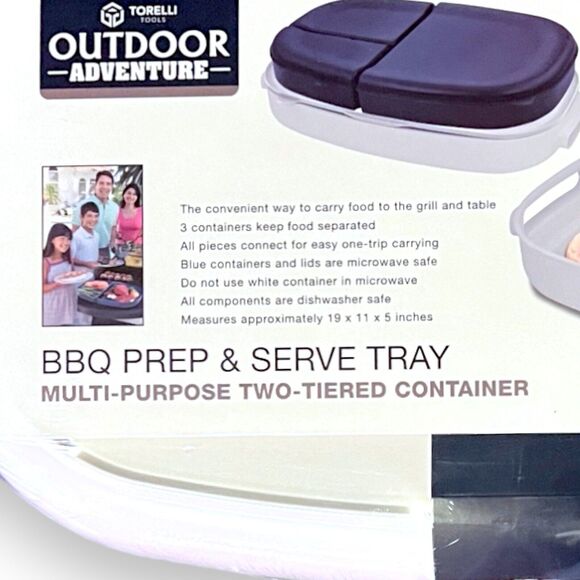 Outdoor Grill Multipurpose Two Tiered BBQ Prep & Serve Tray Container By Torelli - Picture 9 of 14